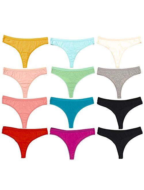 Alyce Ives Intimates Alyce Intimates Women’s Cotton Thong Panties, 12 Pack