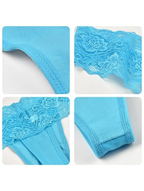 Sunm Boutique Womens Thong Underwear Lace Hollowed Out T Back Low Waist Ice Silk Sexy Cheeky Thong See Through Panties