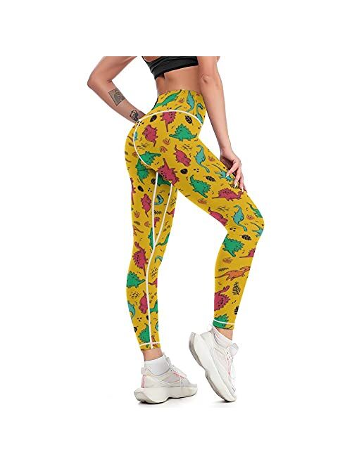 Cerburny Women's Athletic Workout Leggings High Waisted 4-Way Stretch Yoga Pants Running Exercise Pants