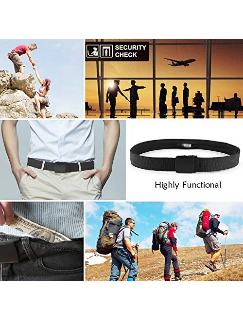 Molarun Money Belts for Travel for Men, Nylon Military Tactical Mens Belt with Zinc Alloy Buckle, Security Travel Money Belt with Hidden Money Pocket - Black