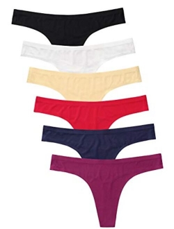 GNEPH Womens Underwear Thongs Low Rise Seamless Thong Stretch Invisible Bikini Thongs Panties Multipack