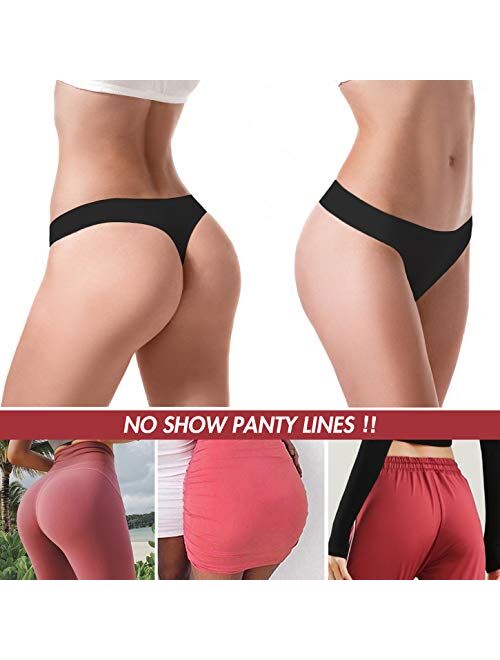 GNEPH Womens Underwear Thongs Low Rise Seamless Thong Stretch Invisible Bikini Thongs Panties Multipack