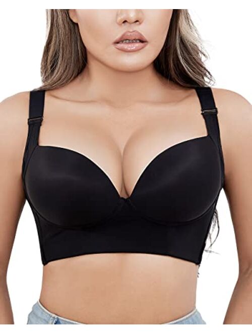 FOOT OF THE TREE Push Up Bra Hides Back Fat Wirefree Plus Size Brassiere