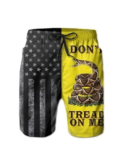 Shuwekk Mens American Flag Swim Trunks Summer Surf Board Shorts Quick Dry Beach Shorts with Mesh Lining Pants