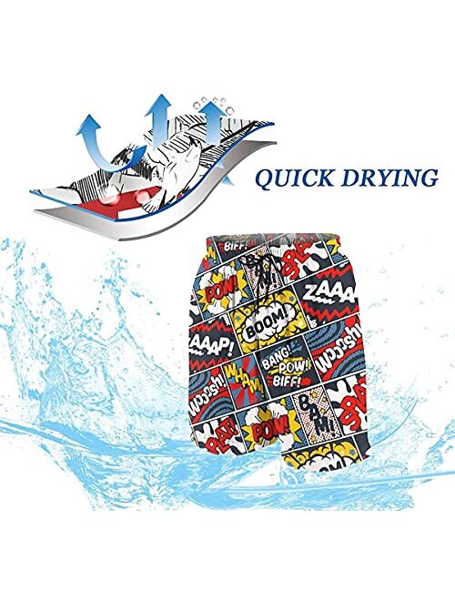 Shuwekk Mens American Flag Swim Trunks Summer Surf Board Shorts Quick Dry Beach Shorts with Mesh Lining Pants