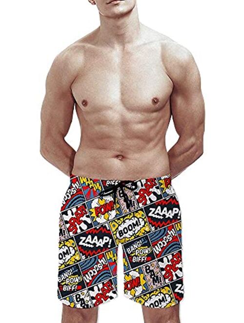 Shuwekk Mens American Flag Swim Trunks Summer Surf Board Shorts Quick Dry Beach Shorts with Mesh Lining Pants