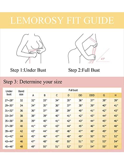 Lemorosy Women's Plus Size Anti-Slip Invisible Seamless Wireless Strapless Bra -Push up Lift Support