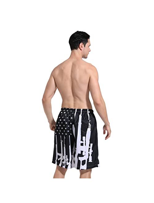 SARA NELL Mens American Fashion Breathable Beach Board Shorts Gun Design American Flag Swim Trunks Quick Dry