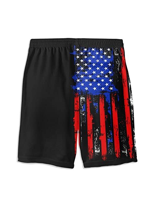 SDFGE Mens Distressed American Flag Swim Trunks Patriotic Quick Dry Summer Beach Shorts with Mesh Lining and Pockets