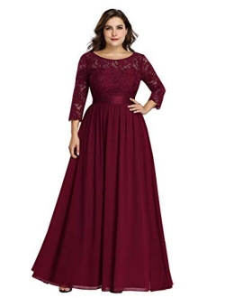 Alisapan Womens Plus Size Long Bridesmaid Dress Lace Formal Evening Wedding Party Dresses 7412