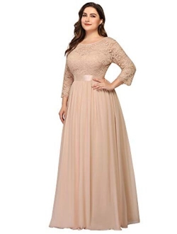 Alisapan Womens Plus Size Long Bridesmaid Dress Lace Formal Evening Wedding Party Dresses 7412