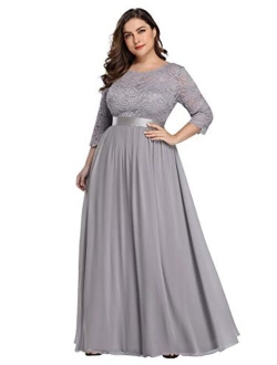 Alisapan Womens Plus Size Long Bridesmaid Dress Lace Formal Evening Wedding Party Dresses 7412