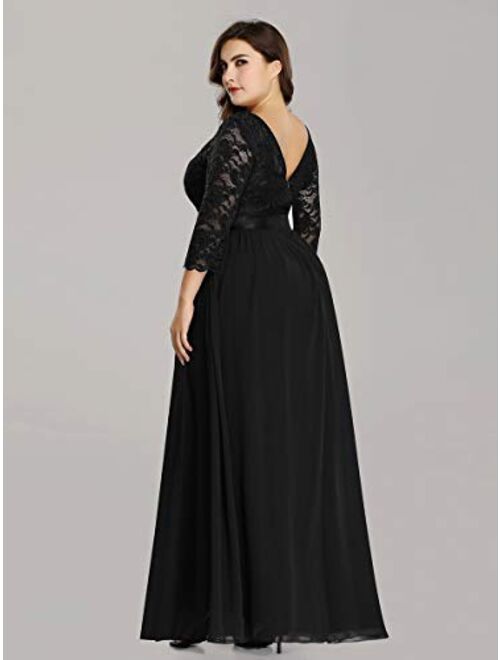 Alisapan Womens Plus Size Long Bridesmaid Dress Lace Formal Evening Wedding Party Dresses 7412