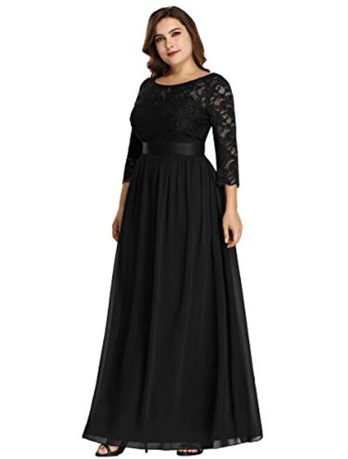 Alisapan Womens Plus Size Long Bridesmaid Dress Lace Formal Evening Wedding Party Dresses 7412