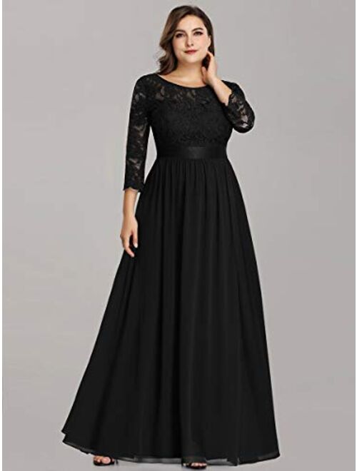 Alisapan Womens Plus Size Long Bridesmaid Dress Lace Formal Evening Wedding Party Dresses 7412