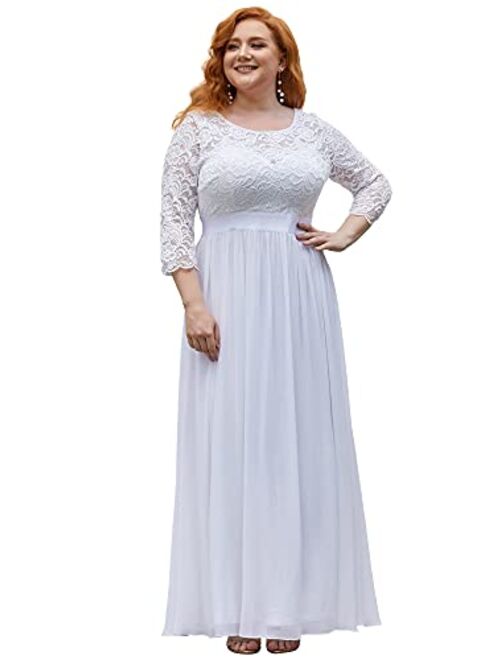 Alisapan Womens Plus Size Long Bridesmaid Dress Lace Formal Evening Wedding Party Dresses 7412