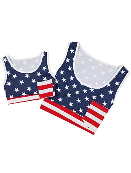 UNIQUEONE 4th of July Mommy and Me American Flag Star Striped Tank Tops Sleeveless Tank Blouse