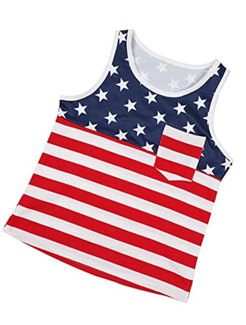 UNIQUEONE 4th of July Mommy and Me American Flag Star Striped Tank Tops Sleeveless Tank Blouse