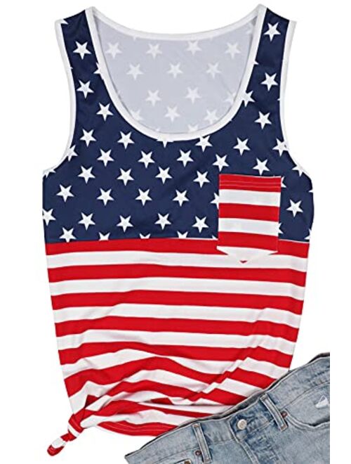 UNIQUEONE 4th of July Mommy and Me American Flag Star Striped Tank Tops Sleeveless Tank Blouse