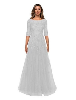 Clothfun Elegant Lace Mother of The Bride Dresses for Women Formal with Sleeves