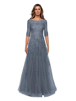 Clothfun Elegant Lace Mother of The Bride Dresses for Women Formal with Sleeves