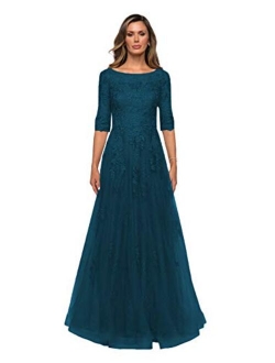 Clothfun Elegant Lace Mother of The Bride Dresses for Women Formal with Sleeves