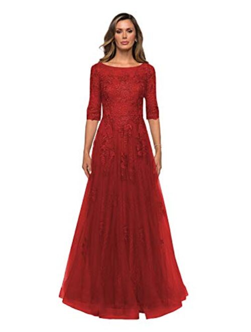 Clothfun Elegant Lace Mother of The Bride Dresses for Women Formal with Sleeves