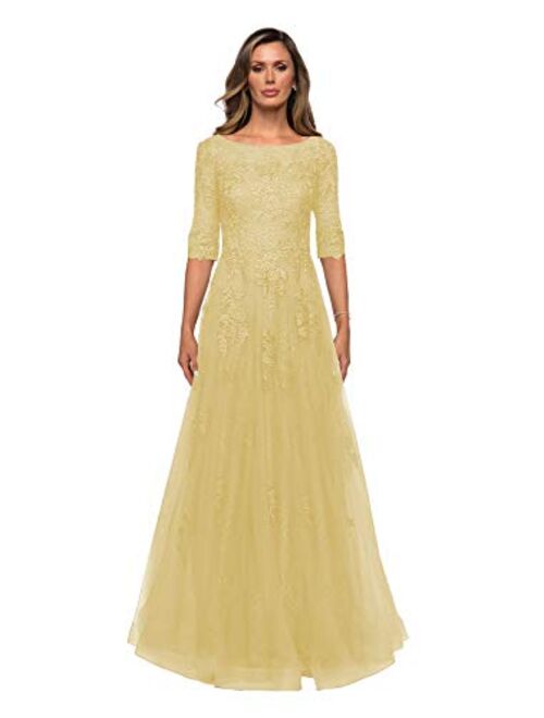 Clothfun Elegant Lace Mother of The Bride Dresses for Women Formal with Sleeves