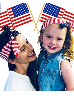 Shimmer Anna Shine Mommy and Me Red White and Blue Kids Matching USA Patriotic American Flag Headbands for Women and Girls (American Flag Red White and Blue)