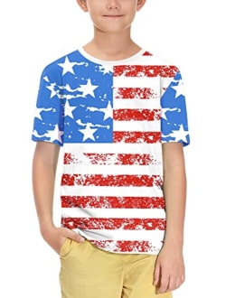 BesserBay Boys and Girls 4th of July American Flag Patriotic Cotton Tshirt 4-12 Years