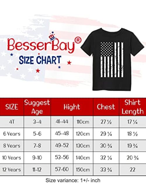 Funko BesserBay Boys and Girls 4th of July American Flag Patriotic Cotton Tshirt 4-12 Years