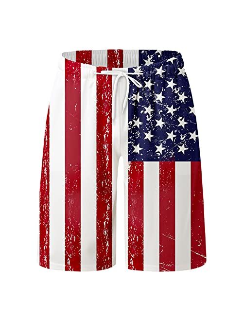 UBST Mens Patriotic Swimming Trunks, 4th of July American Flag Print Beach Shorts Summer Independence Day Board Shorts