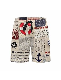 InterestPrint July 4th America Fireworks Boardshort Swim Trunks for Men Beach Quick Dry Swimming Shorts