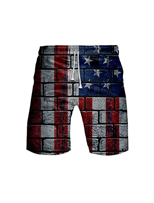 YOFOKO American Flag Mens Beach Shorts 4th of July Patriotic Swimming Trunks Summer Quick Drying Board Shorts with Pockets