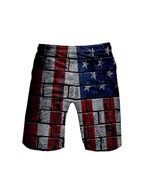 YOFOKO American Flag Mens Beach Shorts 4th of July Patriotic Swimming Trunks Summer Quick Drying Board Shorts with Pockets