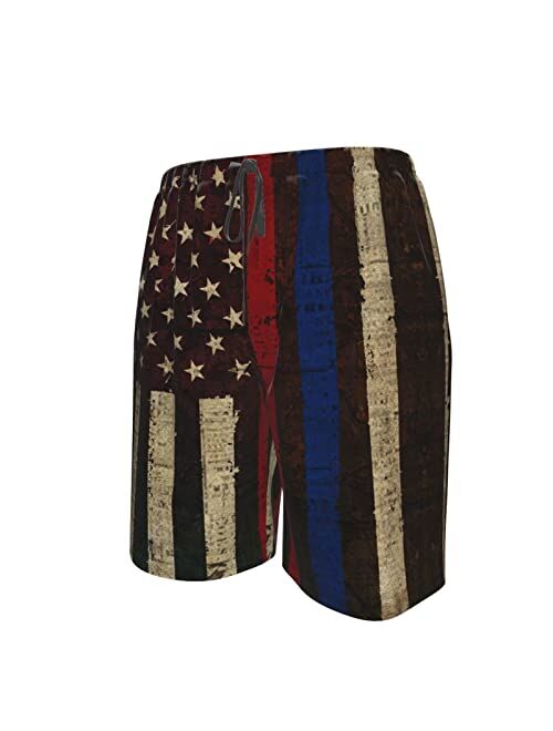 WERTY Men's Swim Trunks American Flag Swim Trunks Quick Dry Beach Board Shorts with Mesh Lining Swimming Trunks