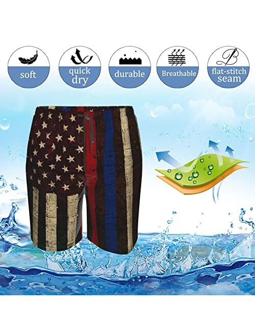 WERTY Men's Swim Trunks American Flag Swim Trunks Quick Dry Beach Board Shorts with Mesh Lining Swimming Trunks