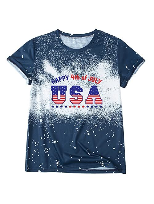 Mujoqe 4th of July T-Shirt Boys Girls American Flag Shirt Kids Patriotic Short Sleeve Tee Tops