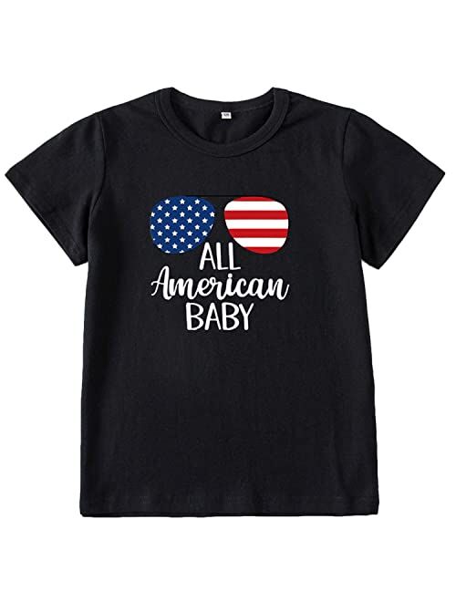 Mujoqe 4th of July T-Shirt Boys Girls American Flag Shirt Kids Patriotic Short Sleeve Tee Tops