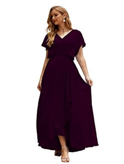 Numbersea Mother of The Bride Dresses Plus Size V-Neck Floor Length Formal Prom Dress for Wedding Guest Women