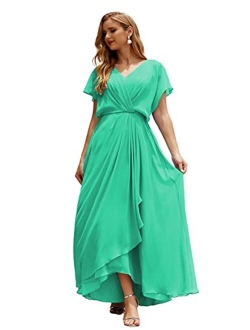 Numbersea Mother of The Bride Dresses Plus Size V-Neck Floor Length Formal Prom Dress for Wedding Guest Women