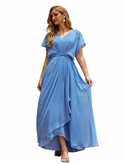 Numbersea Mother of The Bride Dresses Plus Size V-Neck Floor Length Formal Prom Dress for Wedding Guest Women