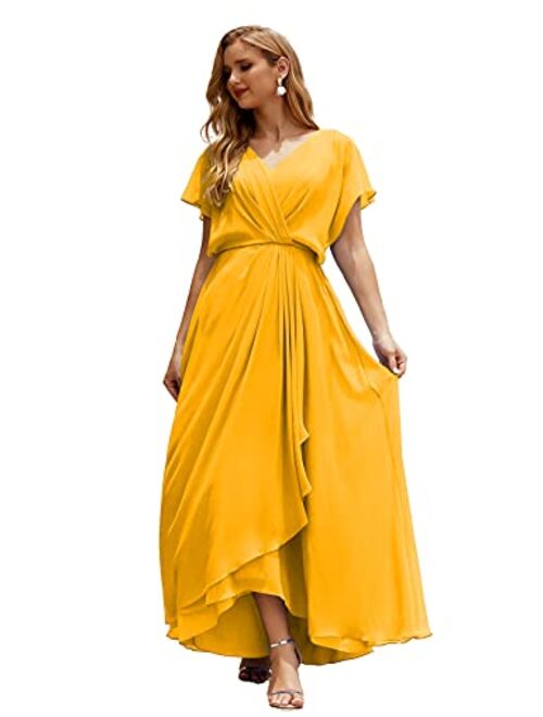 Numbersea Mother of The Bride Dresses Plus Size V-Neck Floor Length Formal Prom Dress for Wedding Guest Women