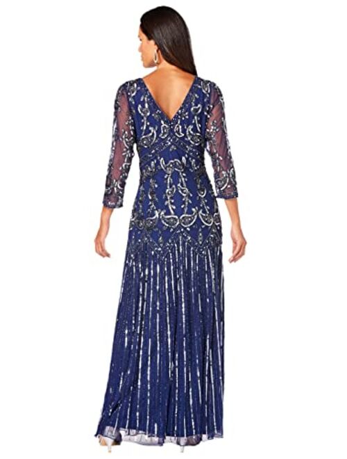 Roamans Women's Plus Size Beaded Dress Formal Evening