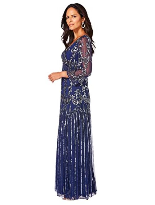 Roamans Women's Plus Size Beaded Dress Formal Evening