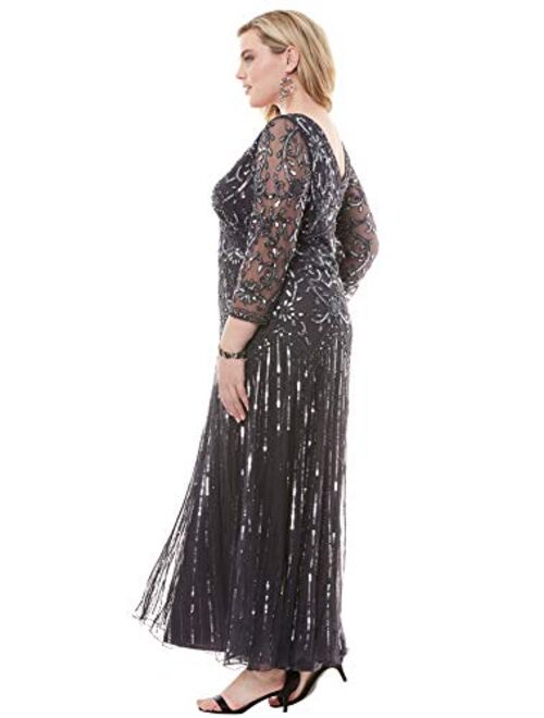 Roamans Women's Plus Size Beaded Dress Formal Evening