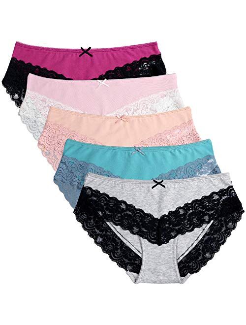 LYYTHAVON Women’s Underwear Cotton Breathable Brief Ladies Panties 5-Pack