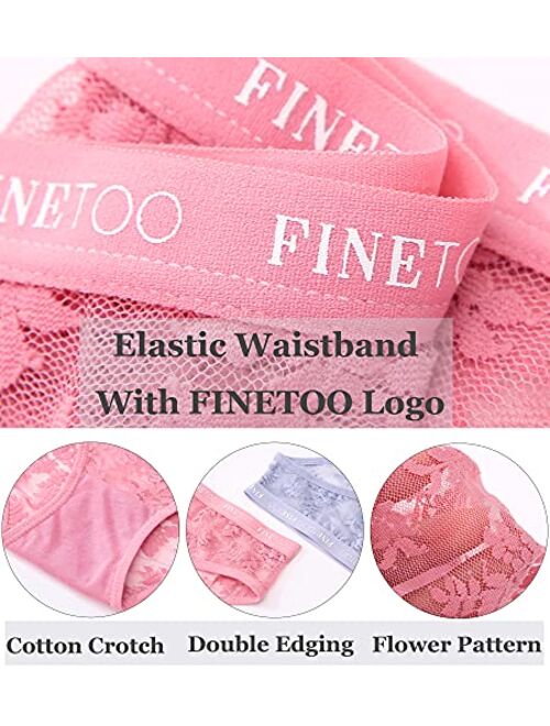 FINETOO Lace Underwear for Women Breathable Sexy Bikini Lightweight Soft Hipster Cheeky Panties 6 Pack S-XL