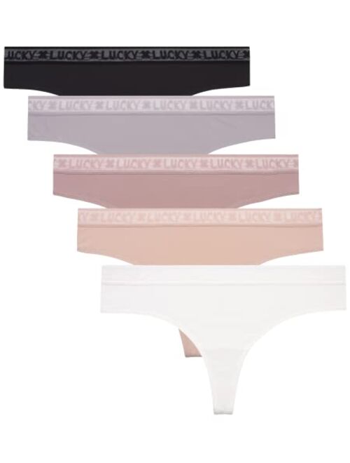 Lucky Brand Women's Underwear - 5 Pack Microfiber Thong Panties (S-XL)