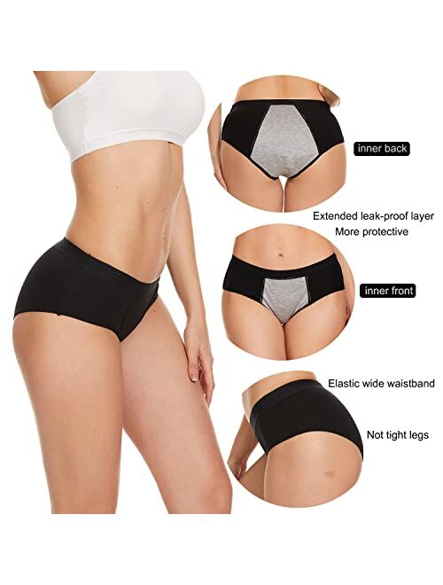 Hatsure Period Panties Women Leak Proof Underwear for Teen Girls Cotton Soft Hipster Menstrual Briefs